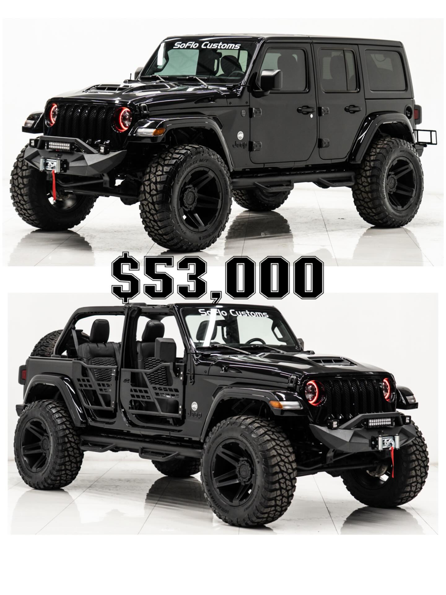 Steal of the Day - $53,000 for this fully loaded, upgraded Jeep Wrangler - we offer financing, we ship to your doorstep and we accept trades